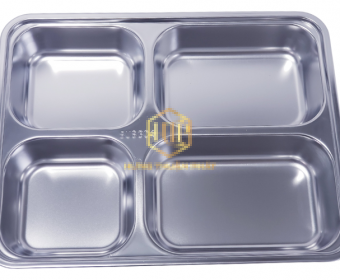 Khay cơm 4 ngăn sâu lòng ( Inox 304)