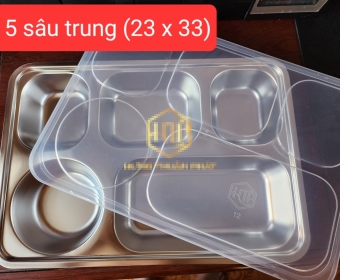 Khay cơm 5 ngăn sâu lòng trung ( 23*33) ( Inox 201) 