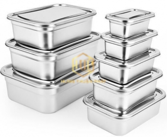 Khay đông lạnh  - Hộp bảo quản thực phẩm bằng inox ( nắp Inox)