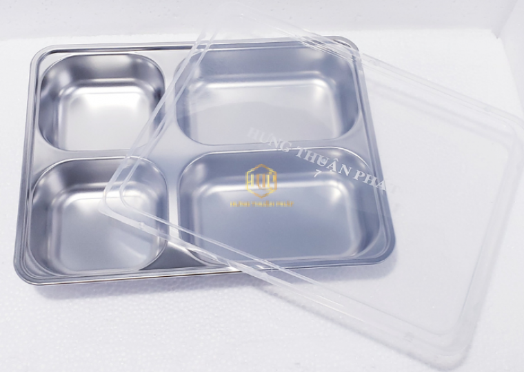 Nắp nhựa đậy khay cơm 4 ngăn sâu lòng