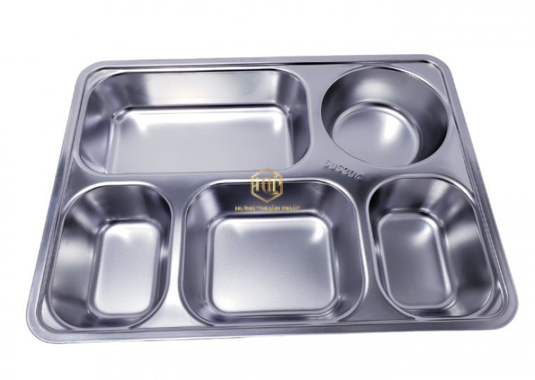 Khay cơm 5 ngăn sâu lòng ( Inox 304)