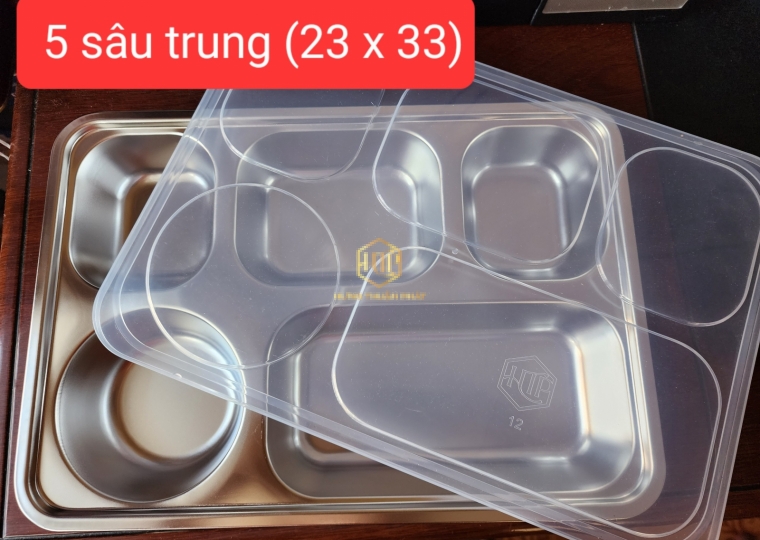 Khay cơm 5 ngăn sâu lòng trung ( 23*33) ( Inox 201) 