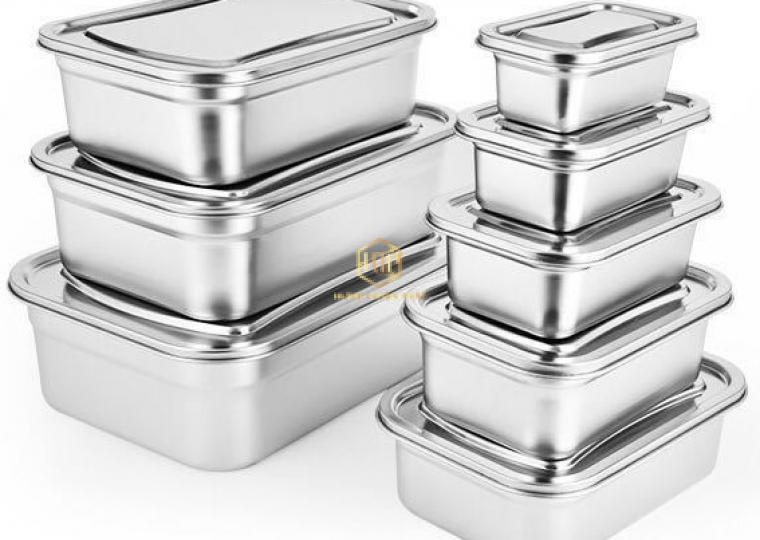 Khay đông lạnh  - Hộp bảo quản thực phẩm bằng inox ( nắp Inox)