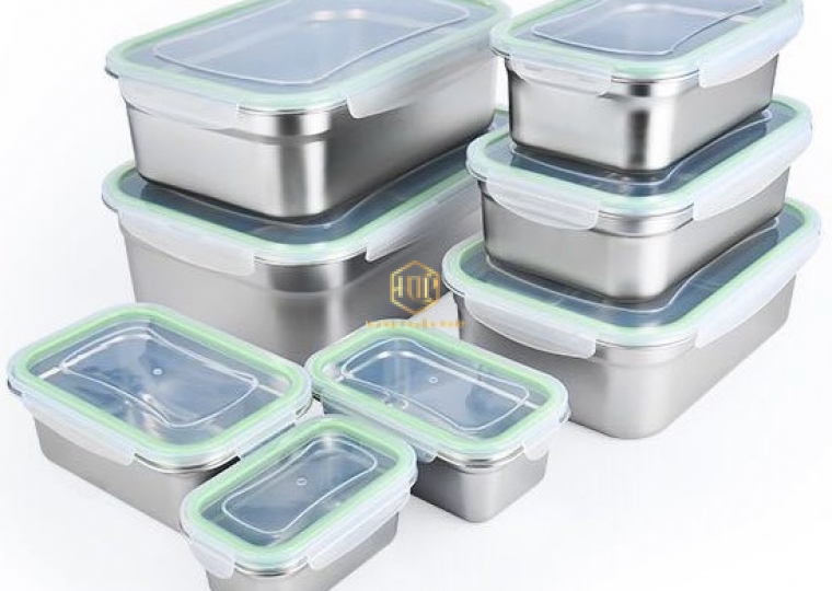 Khay đông lạnh  - Hộp bảo quản thực phẩm bằng inox ( nắp nhựa)